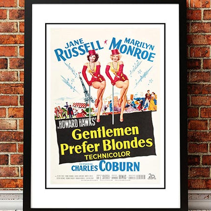 Marilyn Monroe ‘Gentlemen Prefer Blondes’ Framed Movie Poster! - Framed A4.