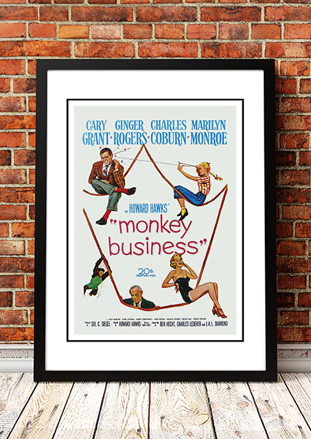 Marilyn Monroe ‘Monkey Business’ Framed Movie Poster! - Framed A2.