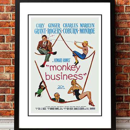Marilyn Monroe ‘Monkey Business’ Framed Movie Poster! - Framed A4.