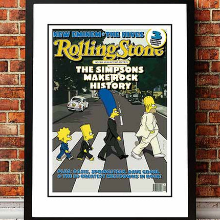 The Simpsons 'Abbey Rd' Rolling Stone Magazine Cover! - Framed A3.