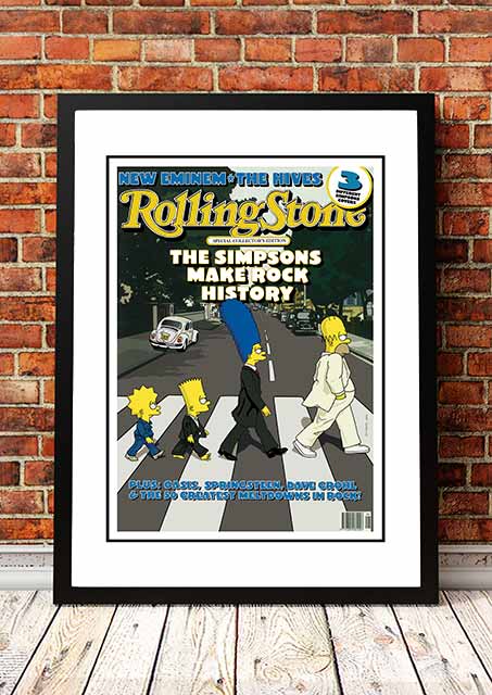 The Simpsons 'Abbey Rd' Rolling Stone Magazine Cover! - Framed A4.
