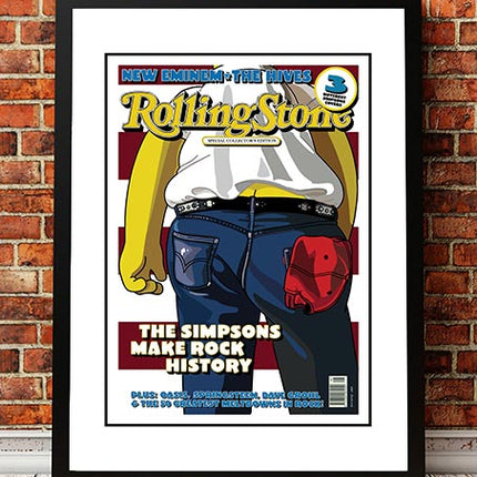 The Simpsons 'Born in the USA' Rolling Stone Magazine Cover! - Framed A4.