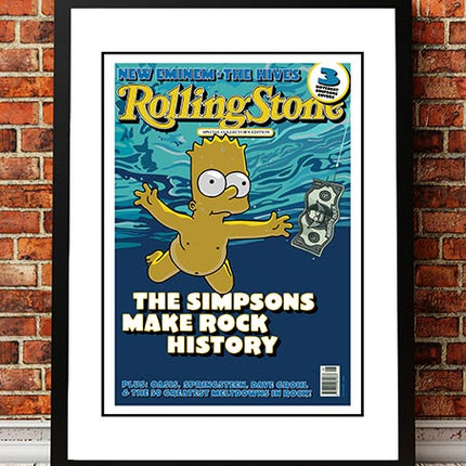 The Simpsons 'Nevermind' Rolling Stone Magazine Cover! - Framed A2.