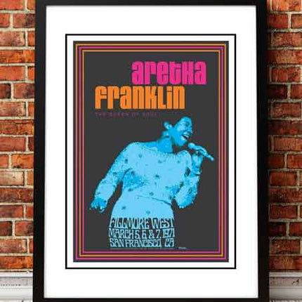Aretha Franklin ‘Fillmore West’ San Francisco, USA Concert Poster 1971 - Framed A3.