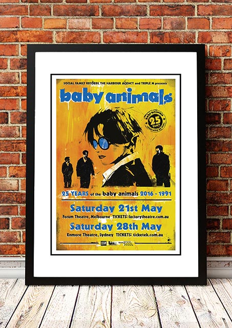 Baby Animals ’25 Years’ Sydney / Melbourne, Australia 2016 Tour Poster - Framed A2.