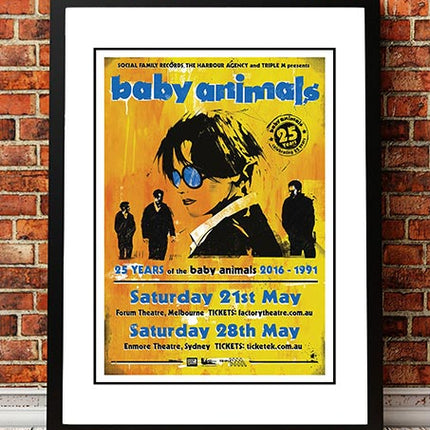 Baby Animals ’25 Years’ Sydney / Melbourne, Australia 2016 Tour Poster - Framed A4.