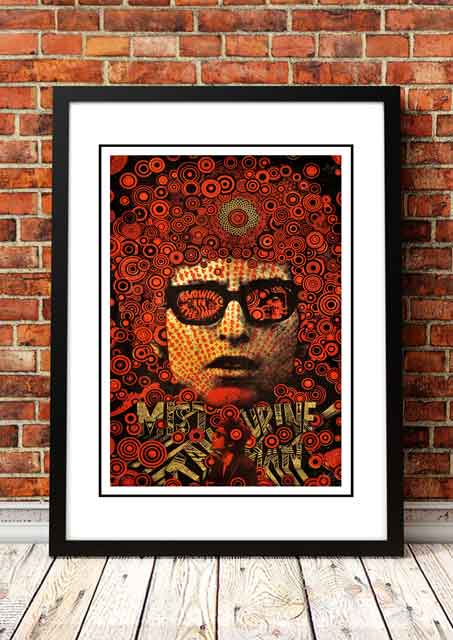 Bob Dylan ‘Mr Tambourine Man’ Pop Art Poster - Framed A4.