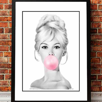 Bridgit Bardot ‘Bubblegum’ Pop Art Poster - Framed A3.