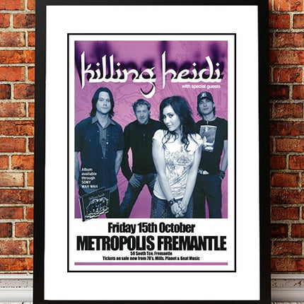 Killing Heidi ‘Metropolis’ Fremantle, Australia Concert Poster 2004 - Framed A4.