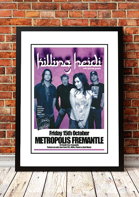 Killing Heidi ‘Metropolis’ Fremantle, Australia Concert Poster 2004 - Framed A4.