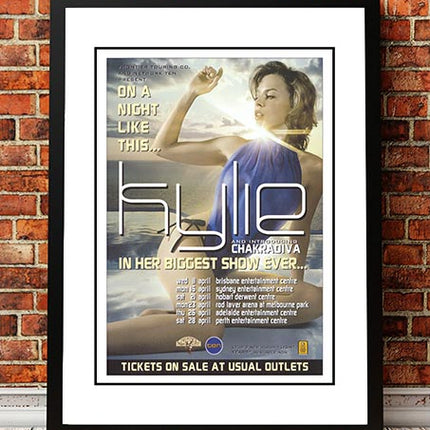 Kylie Minogue ‘On A Night Like This’ Australian Tour Poster 2001 - Framed A4.