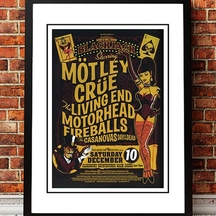 Motley Crue 'Blackjack’ Perth, Australia Concert Poster 2005 - Framed A4.