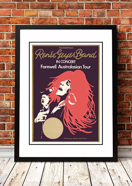 Renee Geyer ‘Farewell Australasia' Tour Poster 1976 - Framed A3.