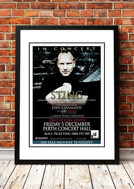 Sting ‘Songs from the Labyrinth’ Perth, Australia Concert Poster 2008 - Framed A2.