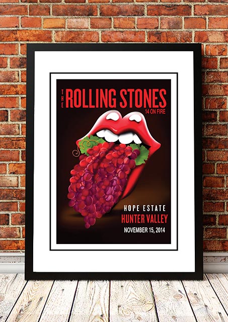 The Rolling Stones 'Hunter Valley'  Australia Concert Poster 2014 - Framed A2.