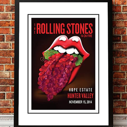 The Rolling Stones 'Hunter Valley'  Australia Concert Poster 2014 - Framed A3.