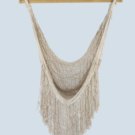 Fringed Cotton Rope Mexican Hammock Swing from Mexico in Ivory.