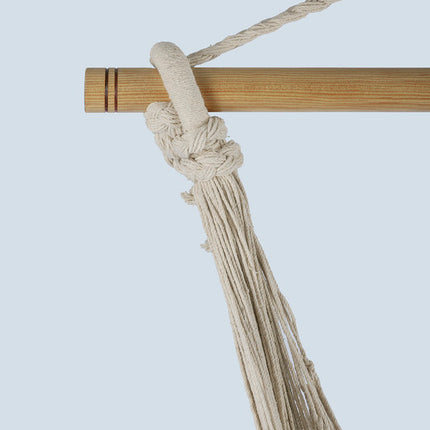 Fringed Cotton Rope Mexican Hammock Swing from Mexico in Ivory.