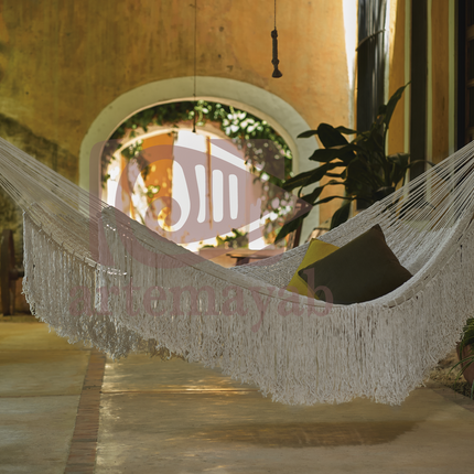 Ivory Cascade, hand woven rope Authentic Mexican Hammock.