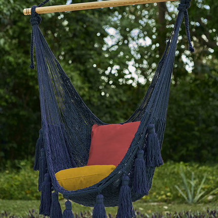 Deluxe Extra Large Mexican Hammock Chair in Outdoor Cotton Colour Blue.