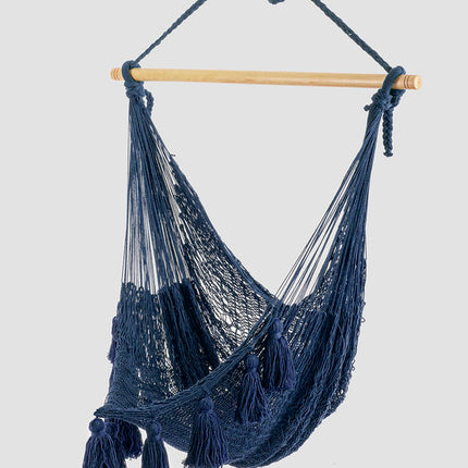 Deluxe Extra Large Mexican Hammock Chair in Outdoor Cotton Colour Blue.