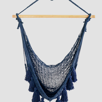 Deluxe Extra Large Mexican Hammock Chair in Outdoor Cotton Colour Blue.