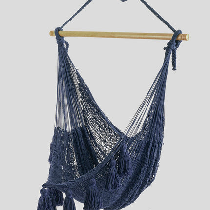 Deluxe Extra Large Mexican Hammock Chair in Outdoor Cotton Colour Blue.