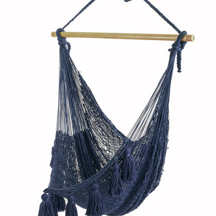 Deluxe Extra Large Mexican Hammock Chair in Outdoor Cotton Colour Blue.