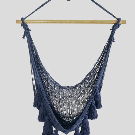 Deluxe Extra Large Mexican Hammock Chair in Outdoor Cotton Colour Blue.