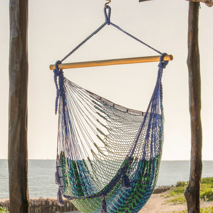 Mayan Legacy Extra Large Outdoor Cotton Mexican Hammock Chair in Caribe Colour.