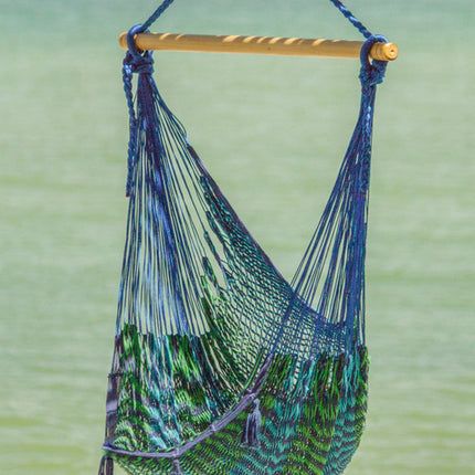 Mayan Legacy Extra Large Outdoor Cotton Mexican Hammock Chair in Caribe Colour.