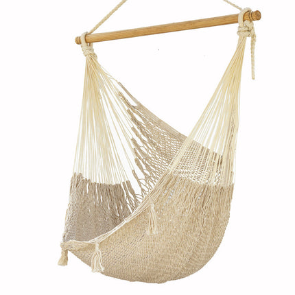 Mayan Legacy Extra Large Outdoor Cotton Mexican Hammock Chair in Cream Colour.