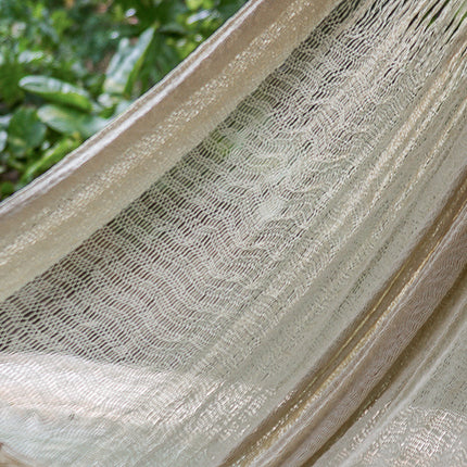 Mayan Legacy Queen Size Super Nylon Mexican Hammock in Cream Colour.