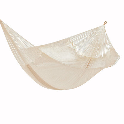 Mayan Legacy Queen Size Super Nylon Mexican Hammock in Cream Colour.