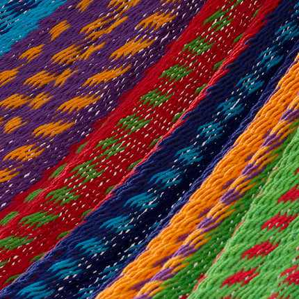 Outdoor undercover cotton Mayan Legacy hammock with hand crocheted tassels King Size Colorina.