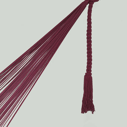 Outdoor undercover cotton Mayan Legacy hammock with hand crocheted tassels King Size Maroon.