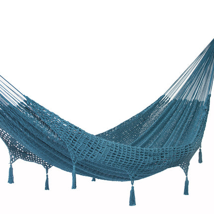 Outdoor undercover cotton Mayan Legacy hammock with hand crocheted tassels Queen Size Bondi.