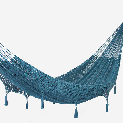 Outdoor undercover cotton Mayan Legacy hammock with hand crocheted tassels Queen Size Bondi.