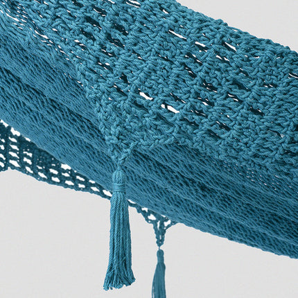 Outdoor undercover cotton Mayan Legacy hammock with hand crocheted tassels Queen Size Bondi.