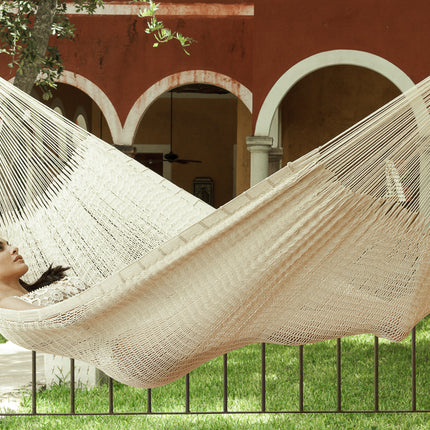 Outdoor undercover cotton Mayan Legacy hammock Family size Marble.