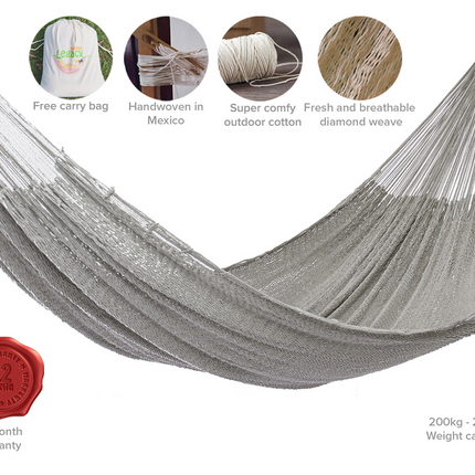 Outdoor undercover cotton Mayan Legacy hammock King size Dream Sands.