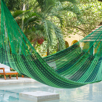 Mayan Legacy Queen Size Outdoor Cotton Mexican Hammock in Jardin Colour.