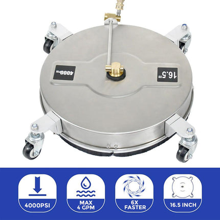 2In1 Surface Cleaner 16.5Inch Undercarriage Washer Pressure Washer Max 4000PSI 1/4 Quick Connector with Universal Wheels and Wands for Car Ground Cleaning.