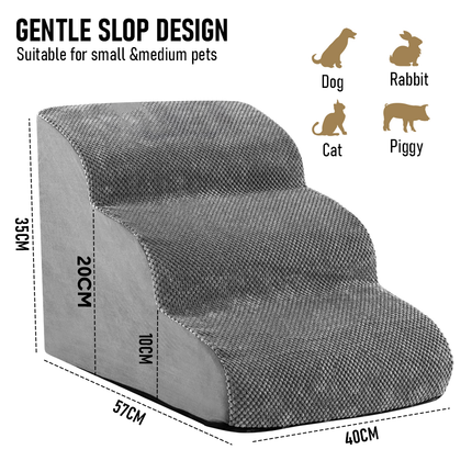 3 Tiers Dog Ramp Non-Slip Pet Steps Cat Stairs Foam Soft Pet Slope Max 40LBS Load for High Beds Sofa Couches With Zippered Washable Corduroy Cover Indoor.