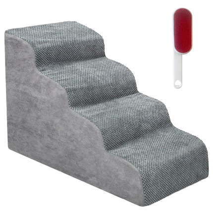 Non-Slip 4 Tiers Dog Ramp/Step/Stair Foam Dog Steps for High Beds or Couches.