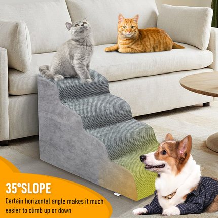 Non-Slip 4 Tiers Dog Ramp/Step/Stair Foam Dog Steps for High Beds or Couches.