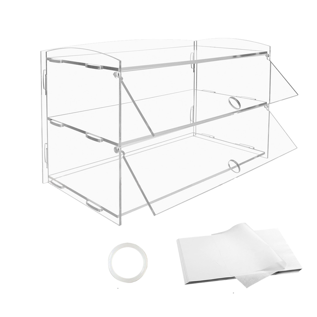 Alston 2-Tier Bakery Display Case Cabinet Pastry Acrylic Cupcake Donuts Cake Pastry Clear Display Cabinet Shelf Transparent Showcase 225x485x330mm.