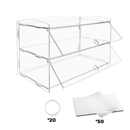 Alston 2-Tier Bakery Display Case Cabinet Pastry Acrylic Cupcake Donuts Cake Pastry Clear Display Cabinet Shelf Transparent Showcase 225x485x330mm.
