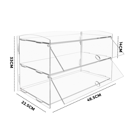 Alston 2-Tier Bakery Display Case Cabinet Pastry Acrylic Cupcake Donuts Cake Pastry Clear Display Cabinet Shelf Transparent Showcase 225x485x330mm.