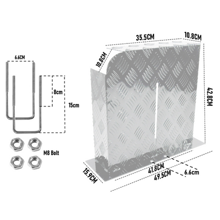 Alpen Outdoor Base Mount 2mm Thickness Aluminium Diesel Heater Fuel Tank Cover Left for 10L 15L Fuel Tank Silver.